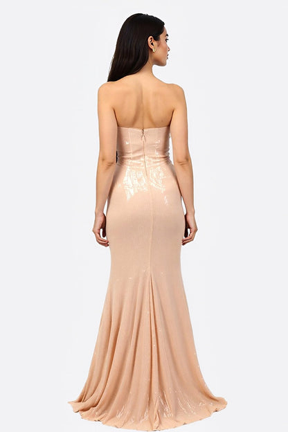 Beige Embroidered Mermaid Maxi Dress