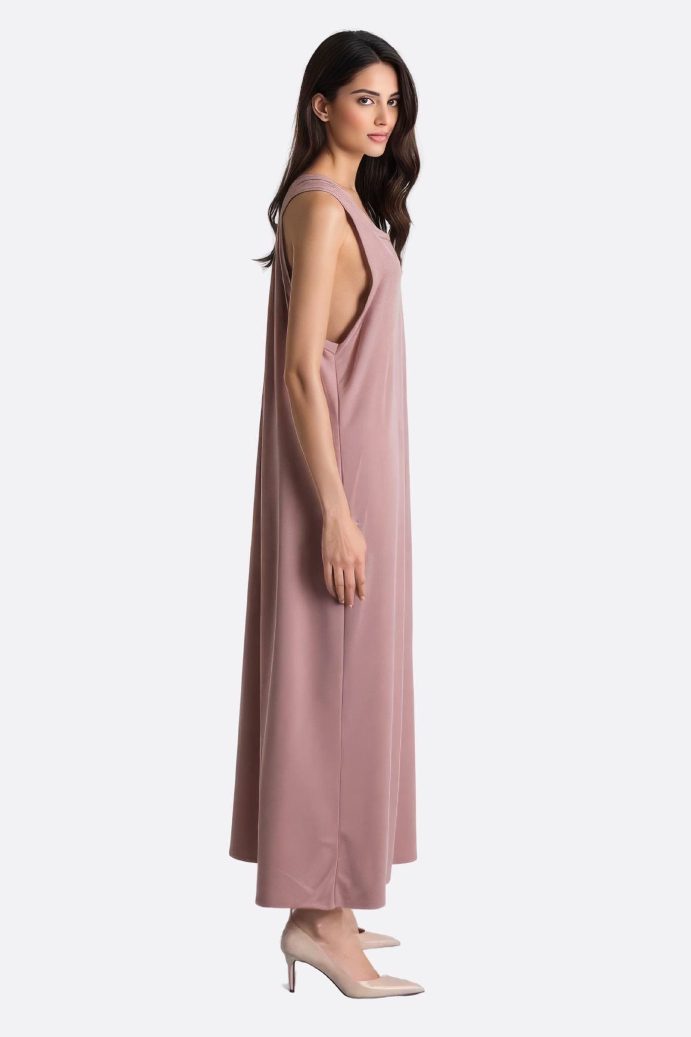 Powder Pink Flowing Maxi Dress